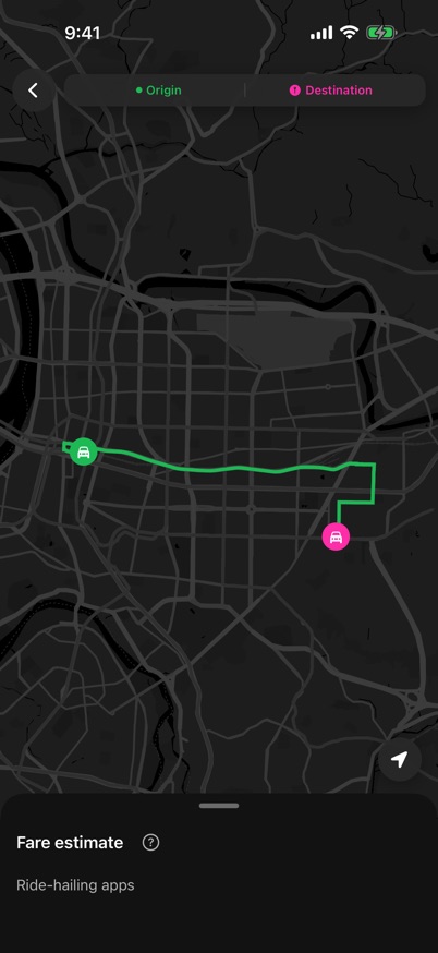 Route on the map
